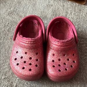 CROCS Pink Water Shoes with Sparkly Finish
